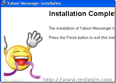 yahoo installation completed