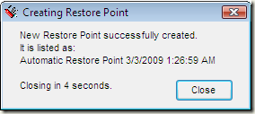 restorepoint created