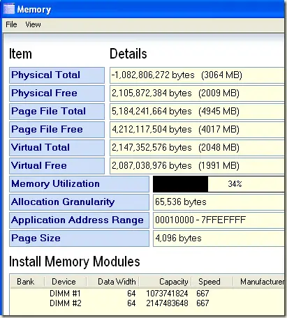 systemspec memory