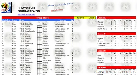 fifa world cup 2010 results calculator