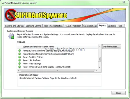 superantispyware repairs