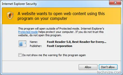 Foxit Reader security warning