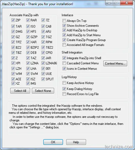 HaoZip file associations