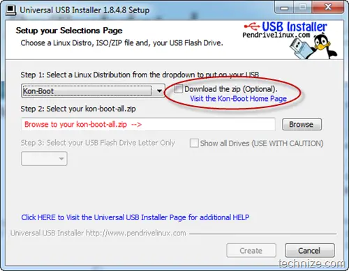 Universal USB Installer Kon Boot