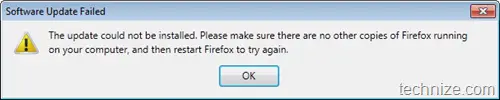 Firefox 5 update error